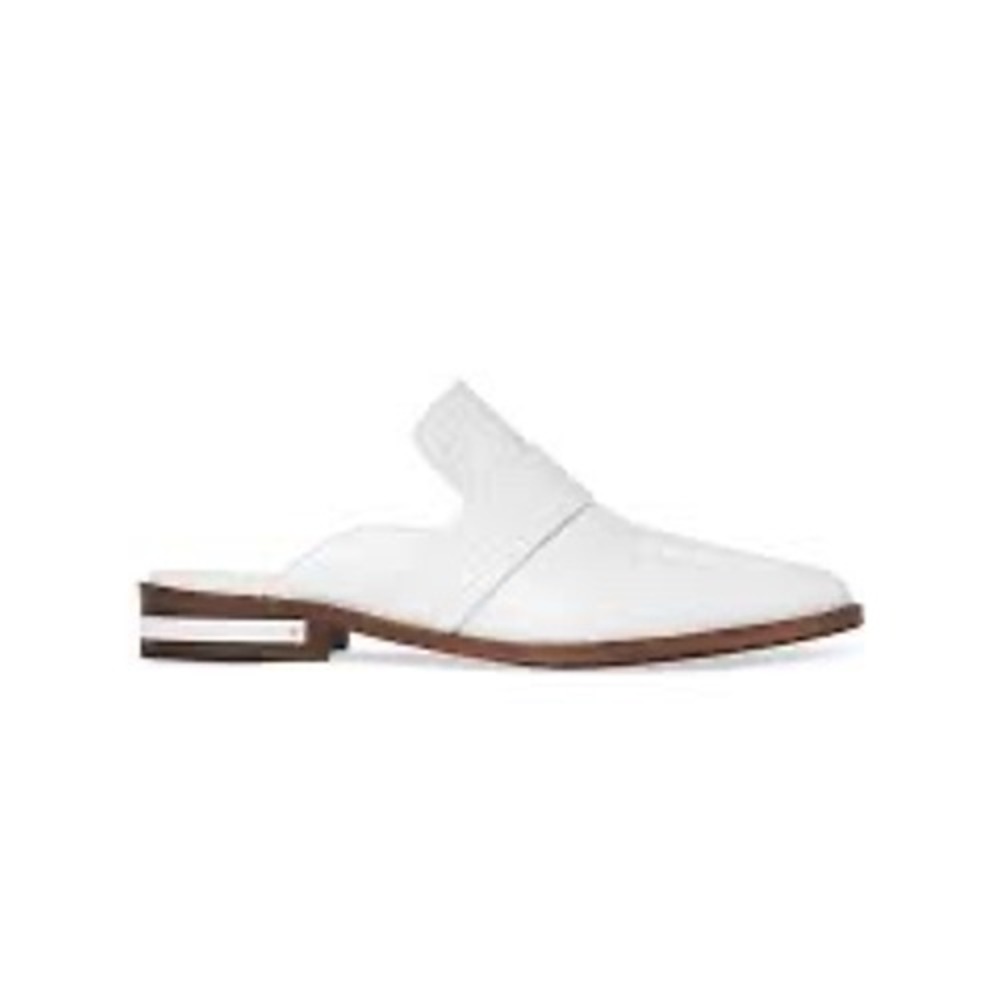 Freda Salvador Keen Mules Women 10.5 White Good Croc Embossed Leather Flat Slide